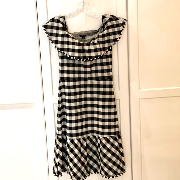 🎉 2 x HP 🎉 Petite Gingham Off The Shoulder Midi Dress - Picture 7 of 8